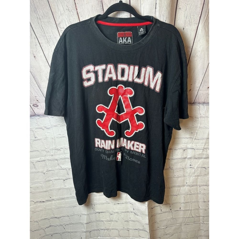 AKA Stadium Run Walker Black Athletic T-Shirt with Red Logo Large